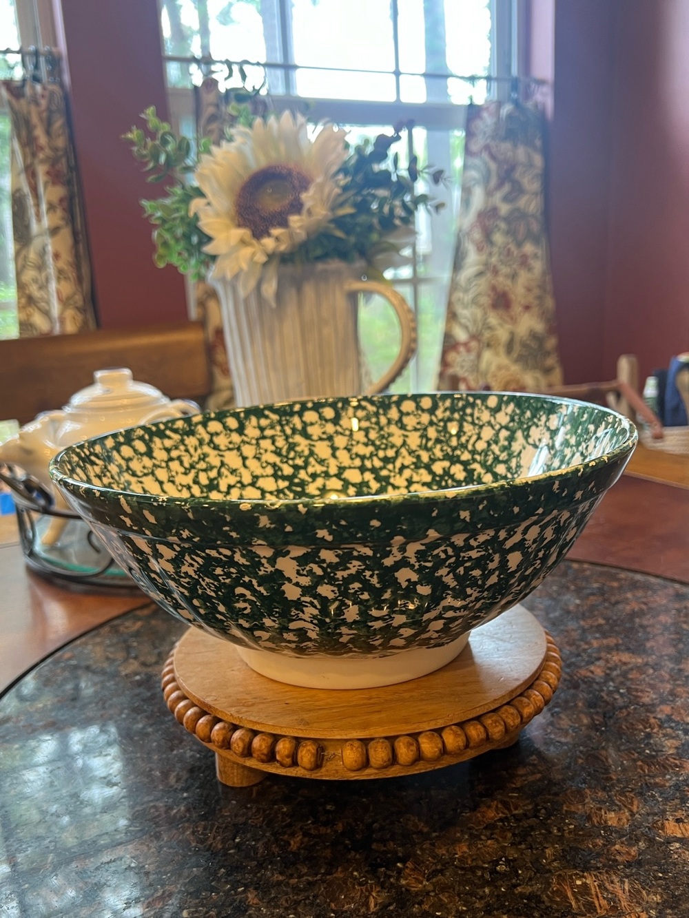 Roma Italy Green Spongeware Bowl